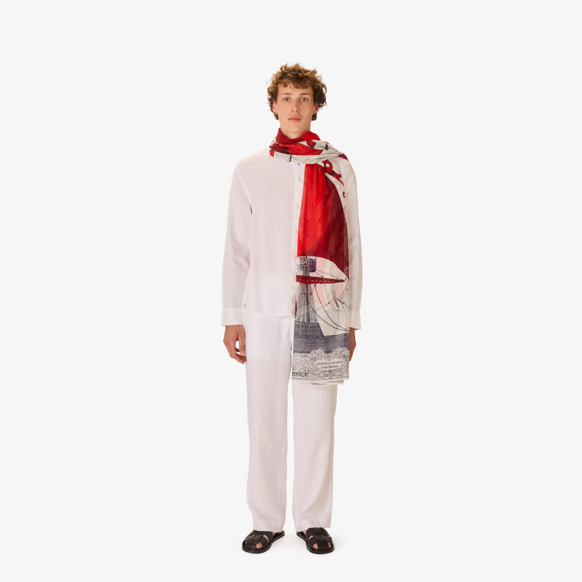 ACCESSORIES Des Rives Et Des Rives Scarf in Red Inoui Editions