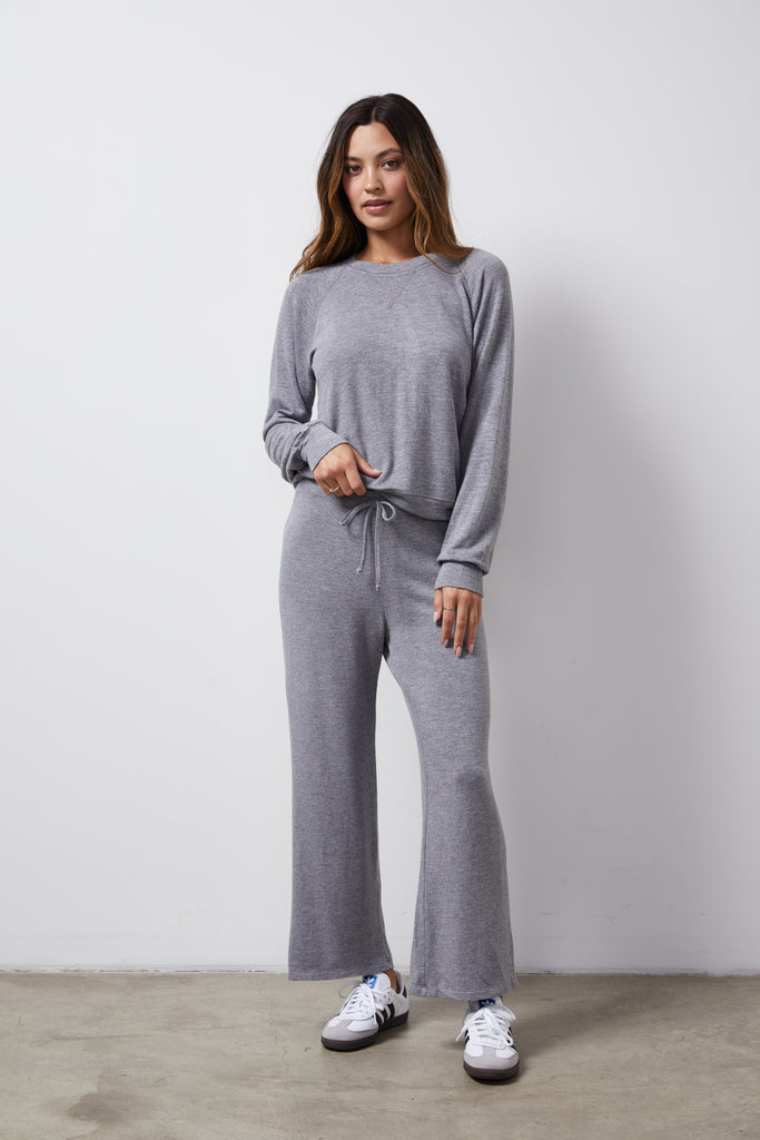 LOUNGE French Terry Crop Pant in Dark Heather Monrow
