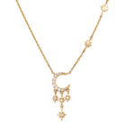 JEWELRY Night Sky Moon and Stars Delicate Necklace in Yellow Gold Three Stories Jewelry
