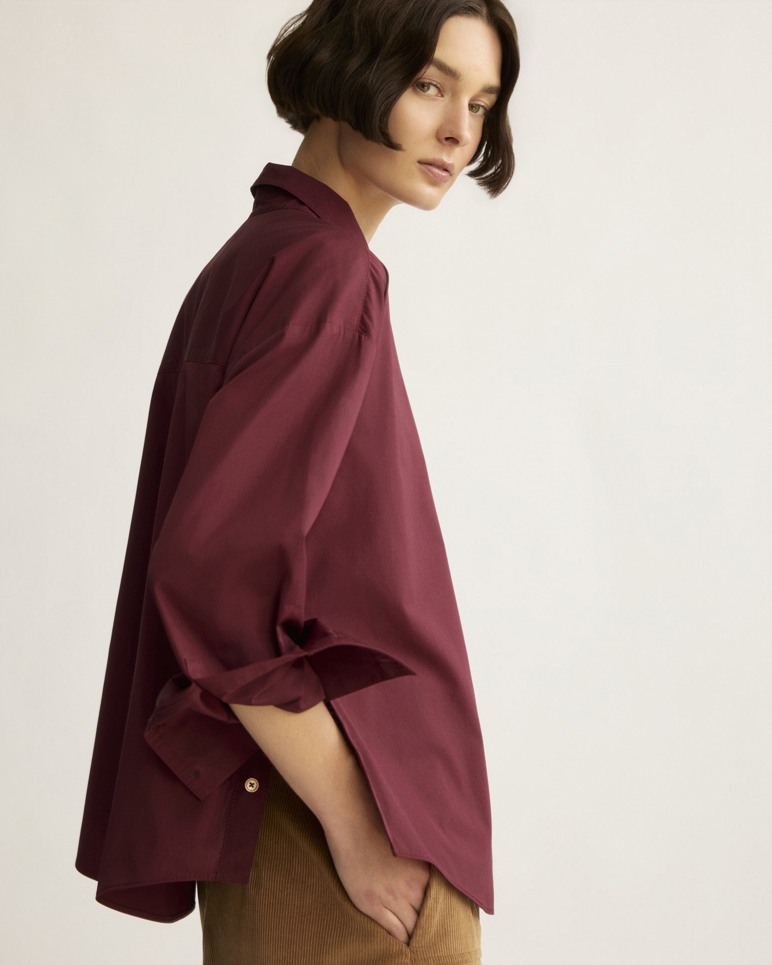 BLOUSES/SHIRTS/TOPS Watts Solid Side Button Shirt in Berry Arlo Mott