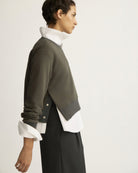 SWEATERS Kent Crewneck With Snaps in Granite Arlo Mott