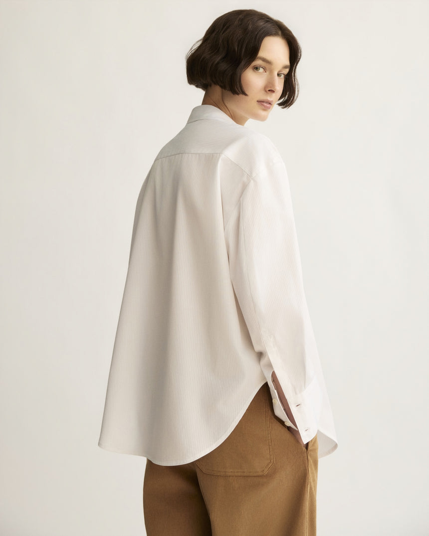 BLOUSES/SHIRTS/TOPS Webster Striped Boyfriend Shirt in Corded White Arlo Mott