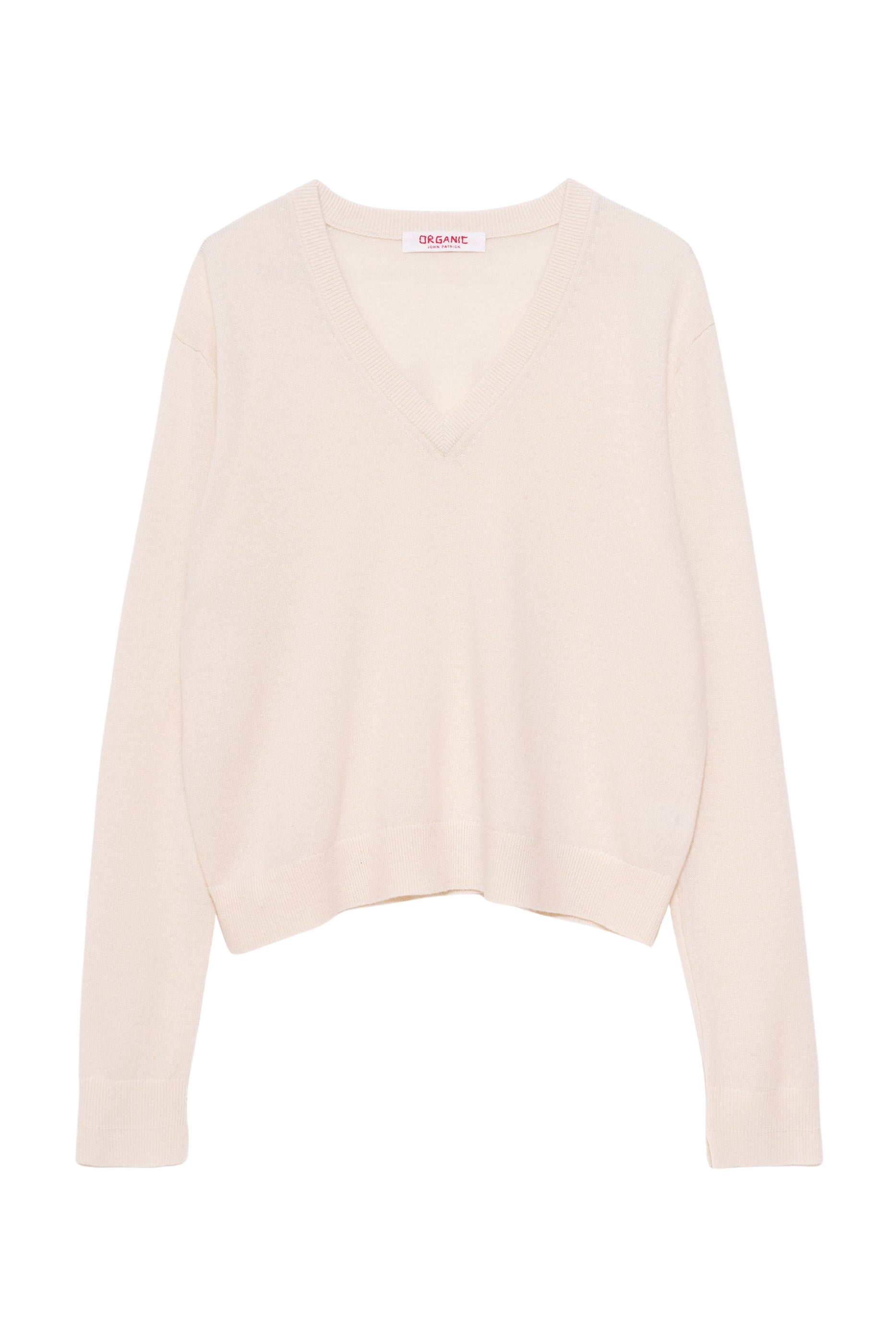 SWEATERS Cashmere V-Neck Pullover in Chalk Organic by John Patrick