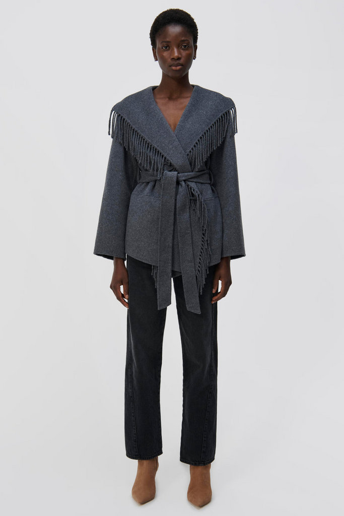 Jackets Simkhai Rowen Fringe Jacket in Grey Simkhai