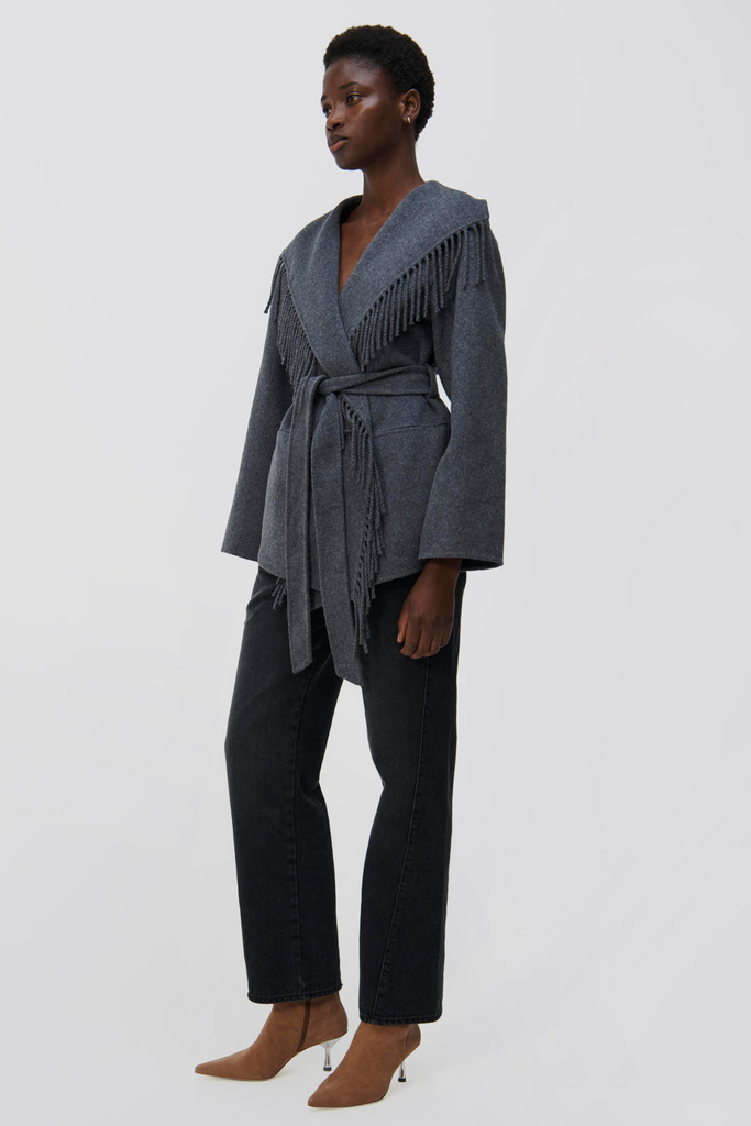 Jackets Simkhai Rowen Fringe Jacket in Grey Simkhai