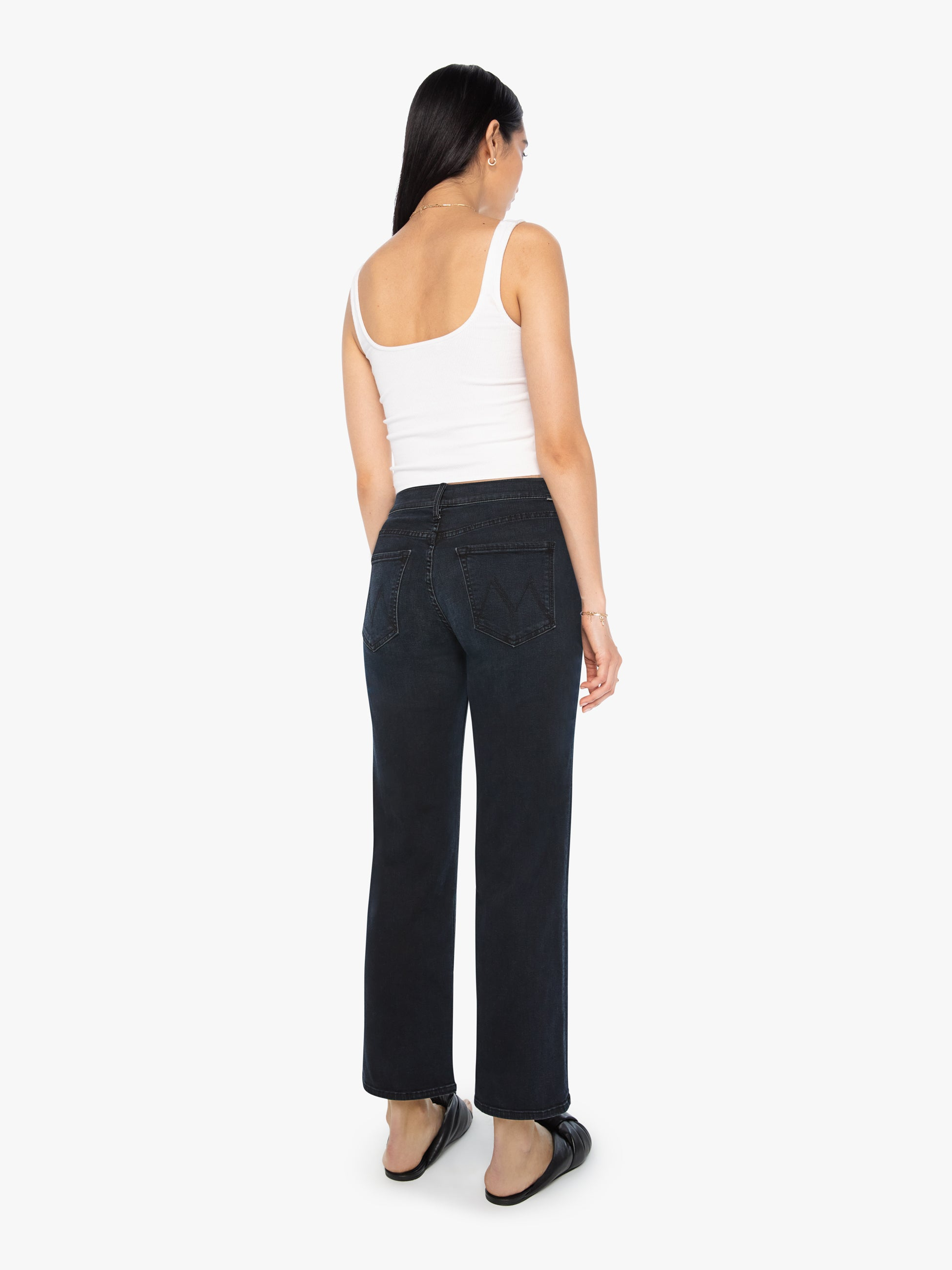 DENIM Mid Rise Rambler Zip Ankle Jean in Night in Venice Mother