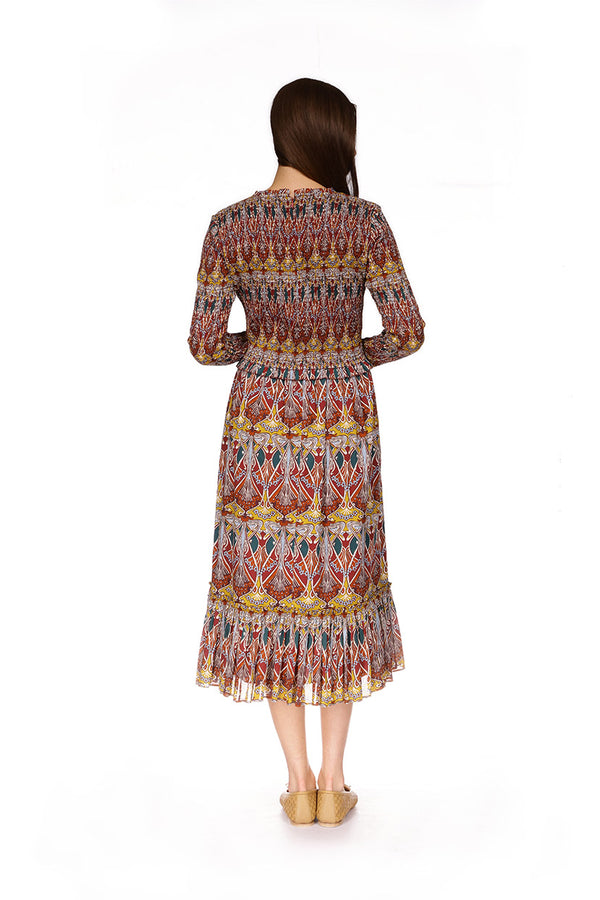 Dresses Cara Cara Violette Dress in Chai Tea Deco Cara Cara