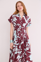 DRESSES/JUMPSUITS Nash Midi Dress in Botanic Maroon Cara Cara
