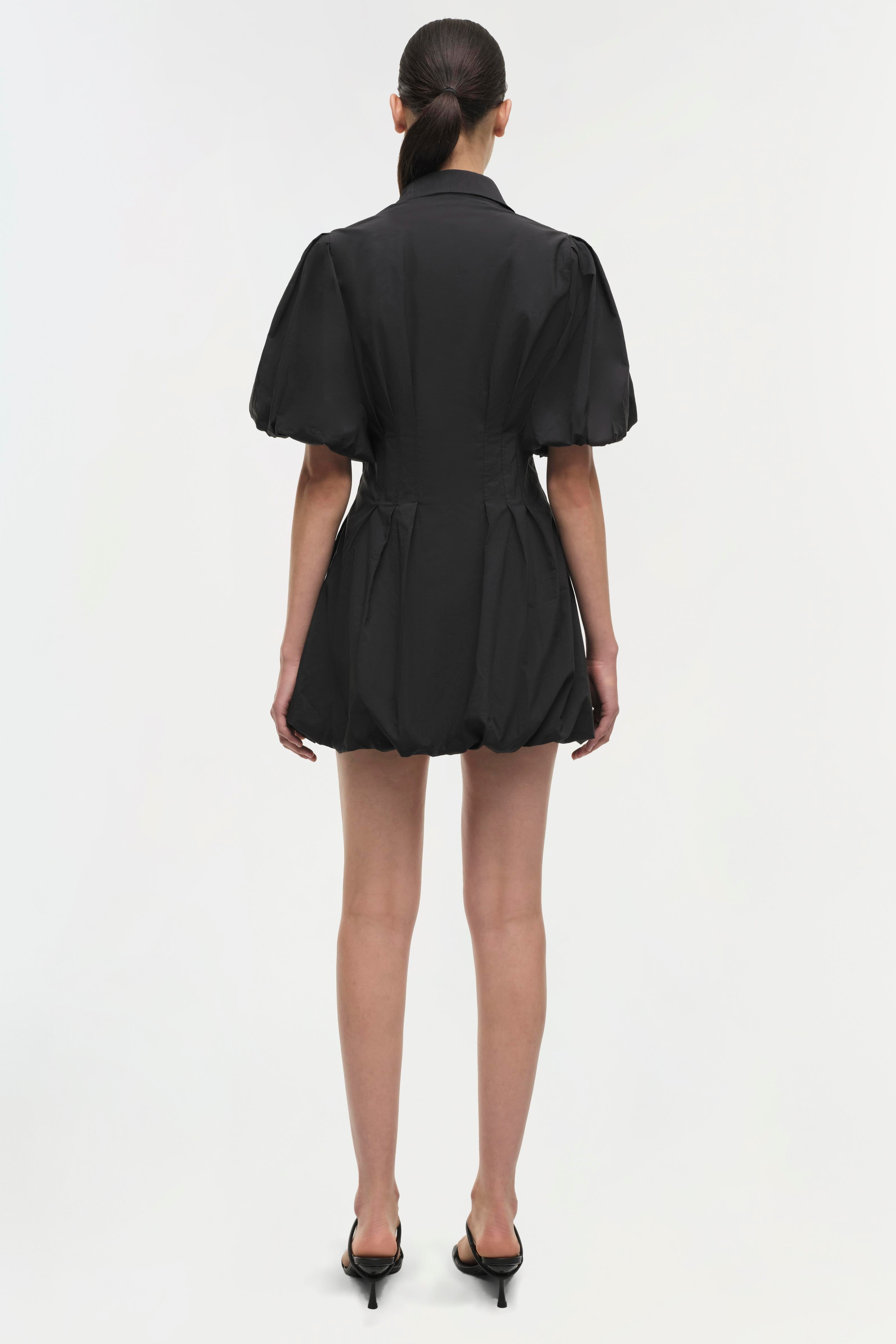 DRESSES/JUMPSUITS Cleo Balloon Pintuck Mini Dress in Black Simkhai