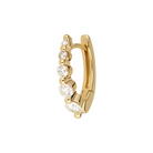 JEWELRY Single Small Oval Graduated Diamond Huggie Hoop in Yellow Gold Three Stories Jewelry