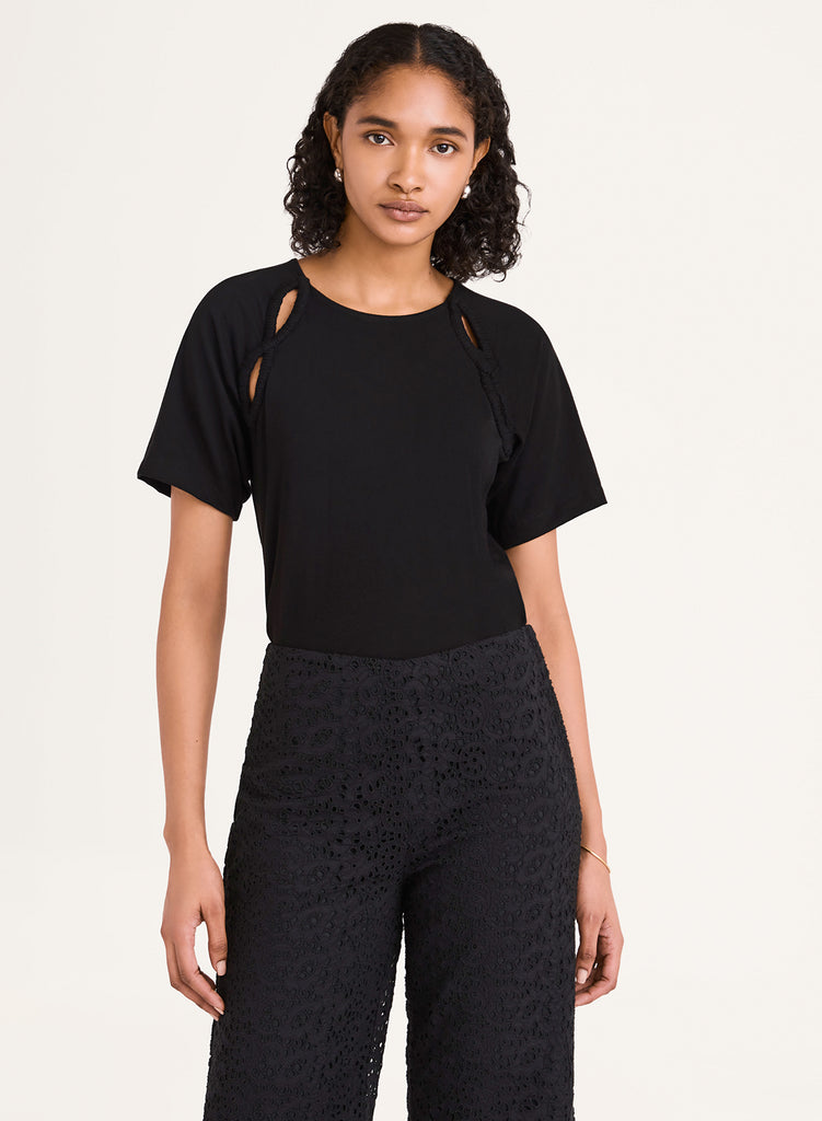 BLOUSES/SHIRTS/TOPS Solace Jersey Top in Black Merlette