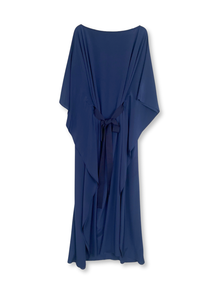 DRESSES/JUMPSUITS Long Silk Caftan Dress in Navy Louiza Babouryan