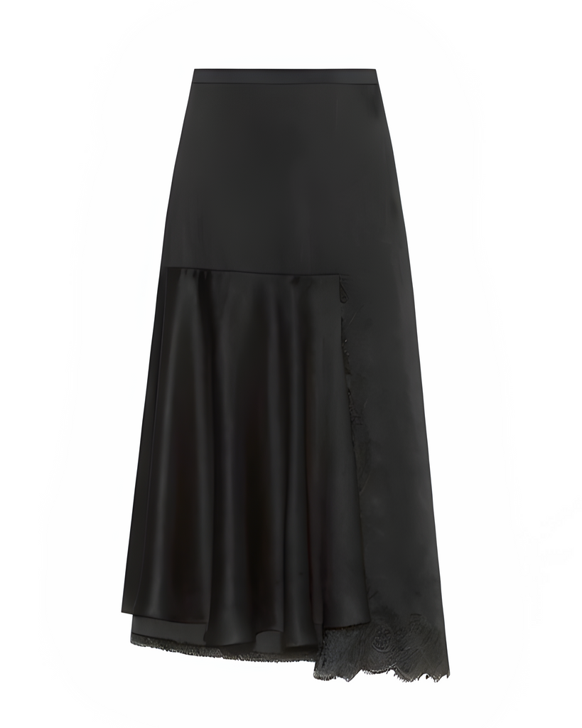 SKIRTS Crepe Satin Skirt with Lace in Black Beatrice B