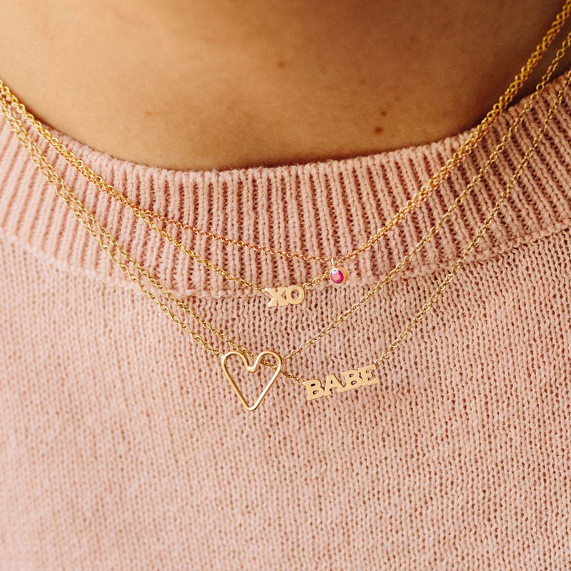 JEWELRY Small Open Heart Necklace in Yellow Gold Zoe Chicco