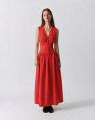DRESSES/JUMPSUITS Long Structured Dress in Tomato Claudent