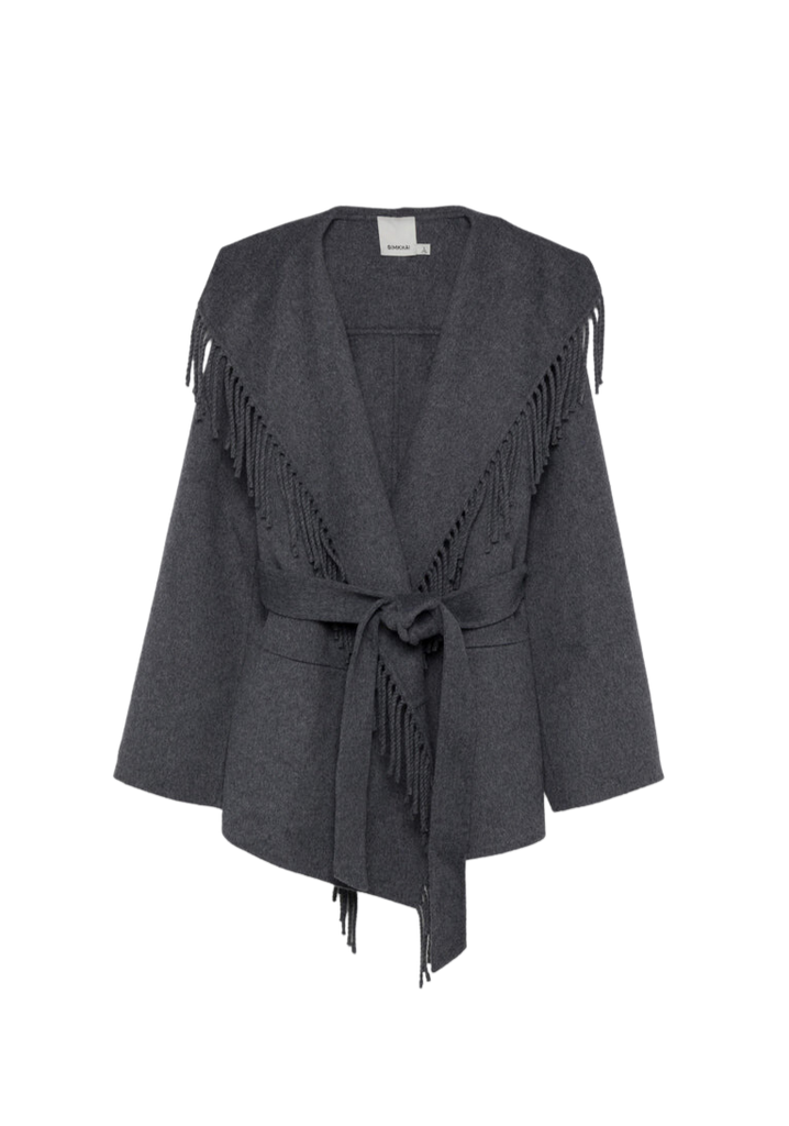 Jackets Simkhai Rowen Fringe Jacket in Grey Simkhai