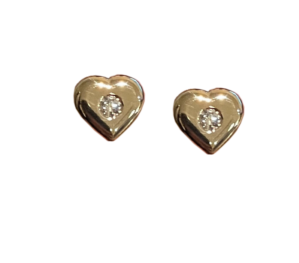 JEWELRY Gold Nugget Diamond Heart Studs in Yellow Gold Zoe Chicco