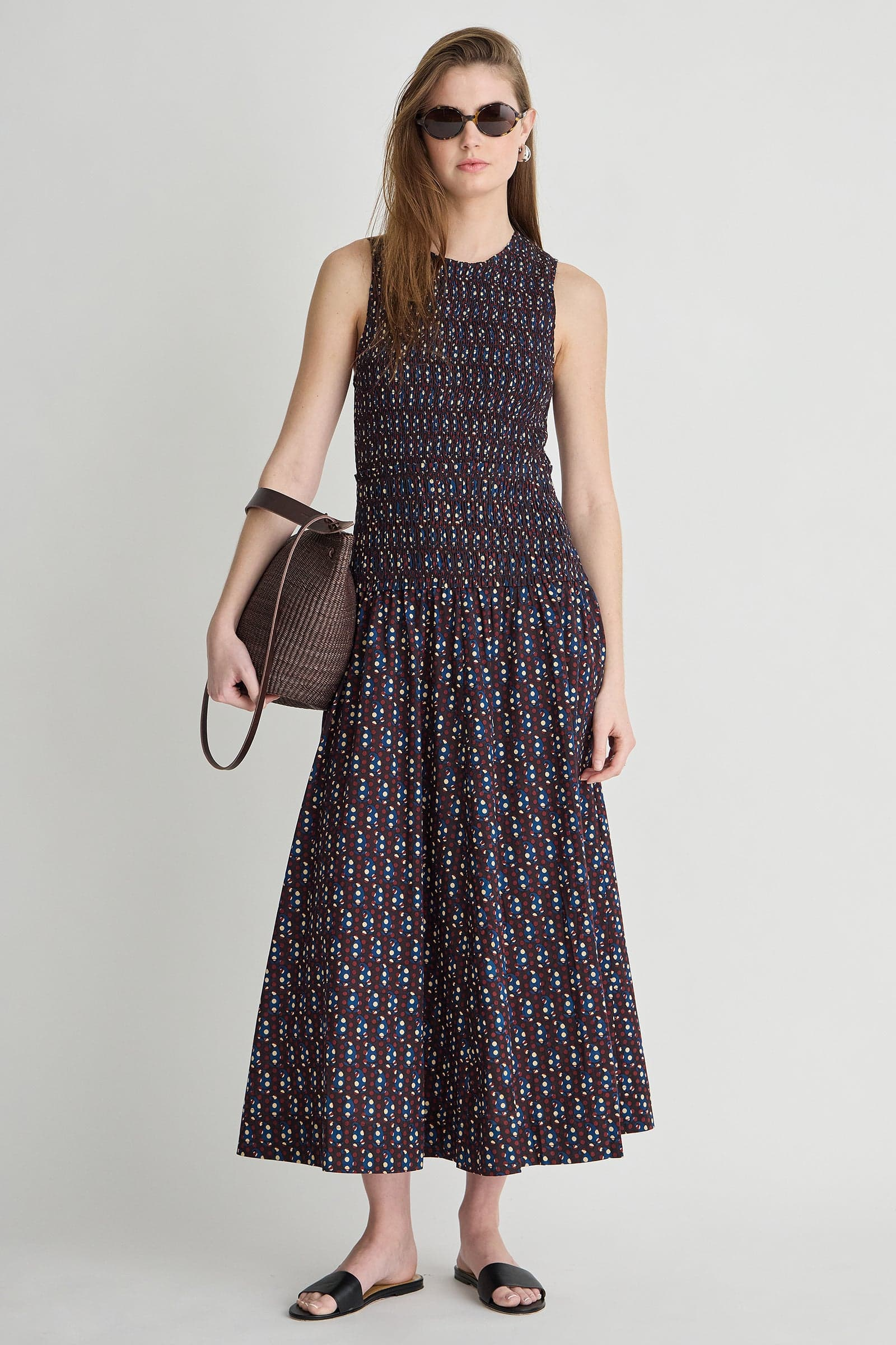DRESSES/JUMPSUITS Siempre Tank Maxi Dress in Block Print Polka Apiece Apart