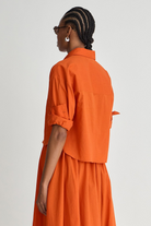 BLOUSES/SHIRTS/TOPS Cropped Isolde Button Down in Persimmon Apiece Apart