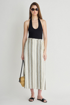 SKIRTS Stripe Marsala Wrap Skirt in Affogato Stripe Apiece Apart