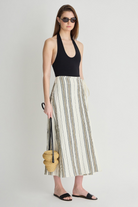 SKIRTS Stripe Marsala Wrap Skirt in Affogato Stripe Apiece Apart