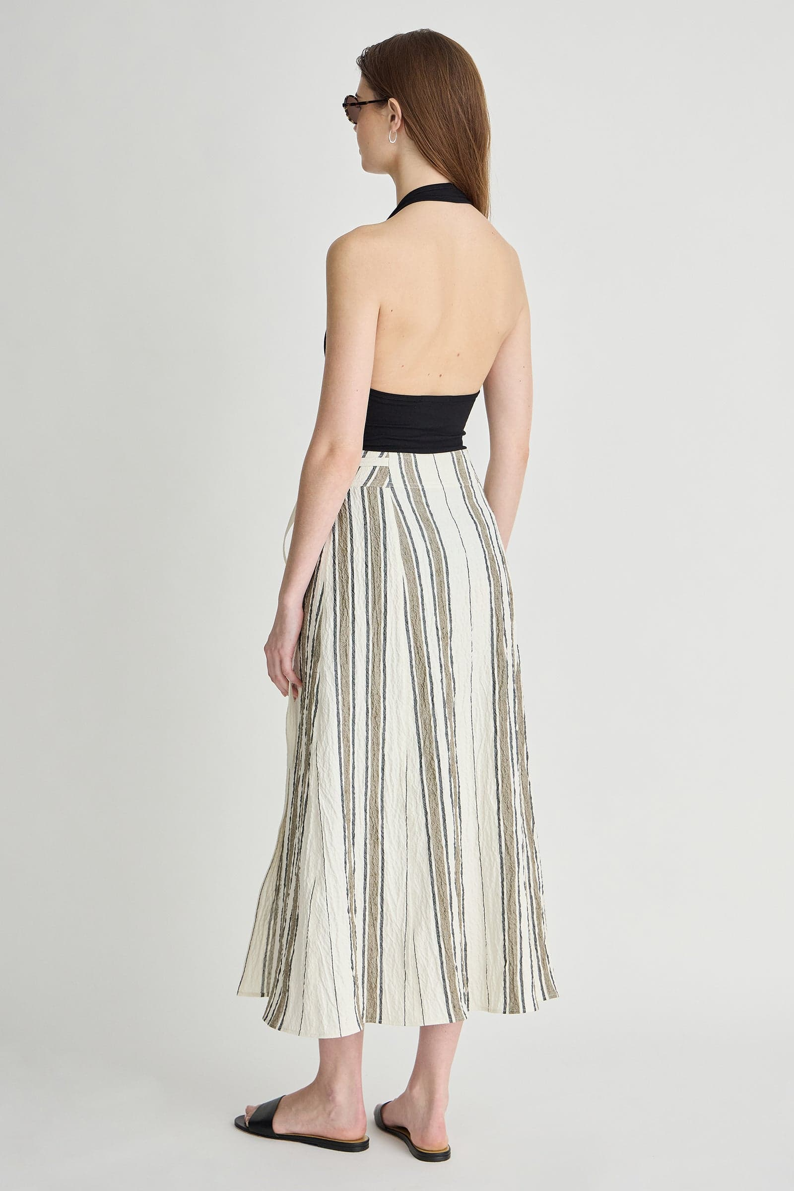 SKIRTS Stripe Marsala Wrap Skirt in Affogato Stripe Apiece Apart