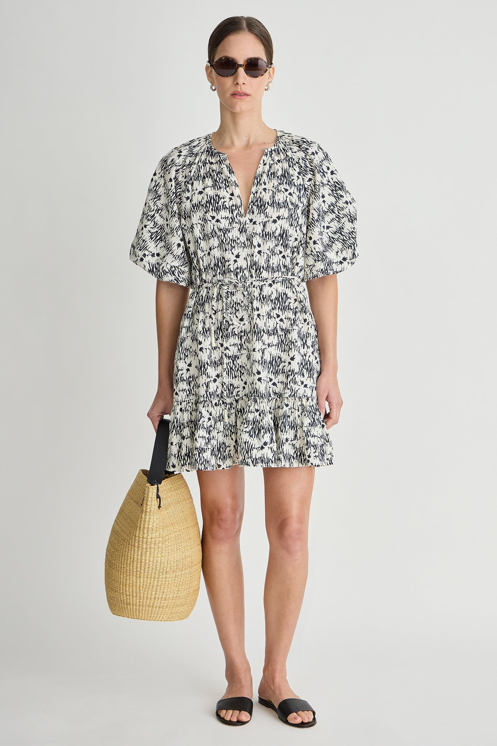 DRESSES/JUMPSUITS Textured Otillie Mini Dress in Tropical Midnight Apiece Apart