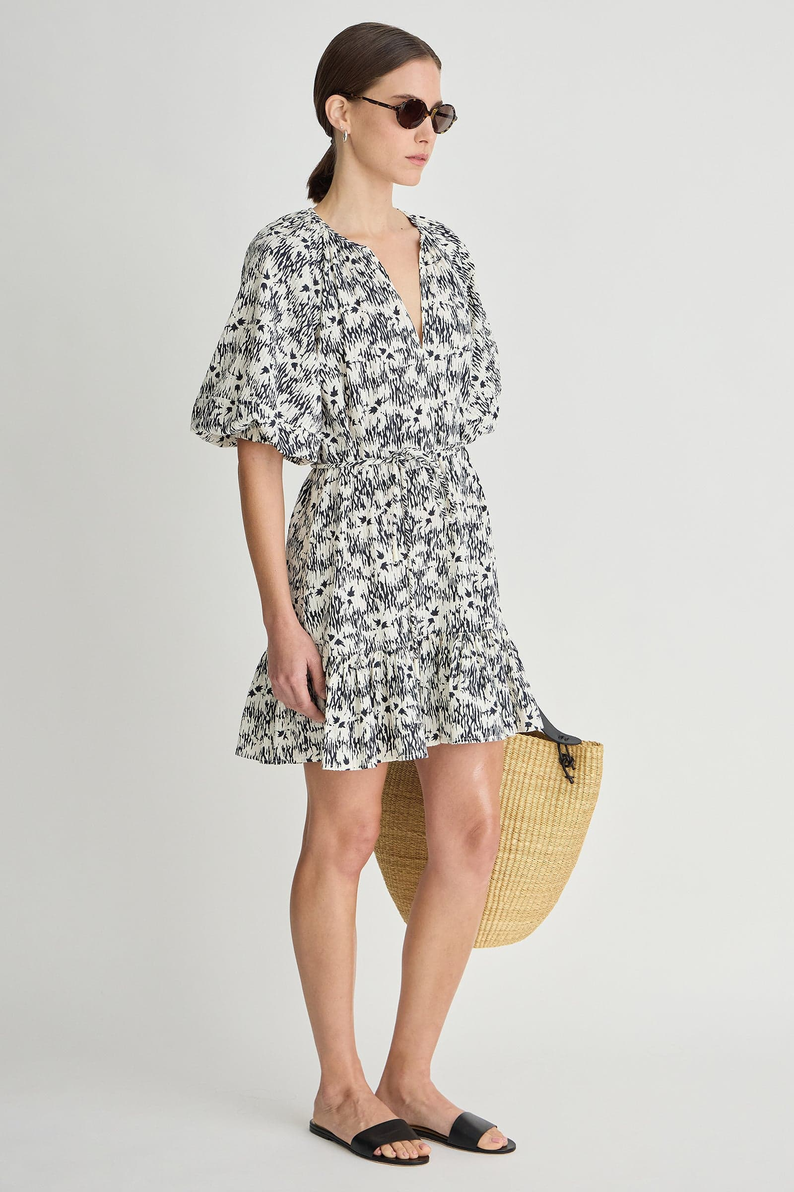 DRESSES/JUMPSUITS Textured Otillie Mini Dress in Tropical Midnight Apiece Apart