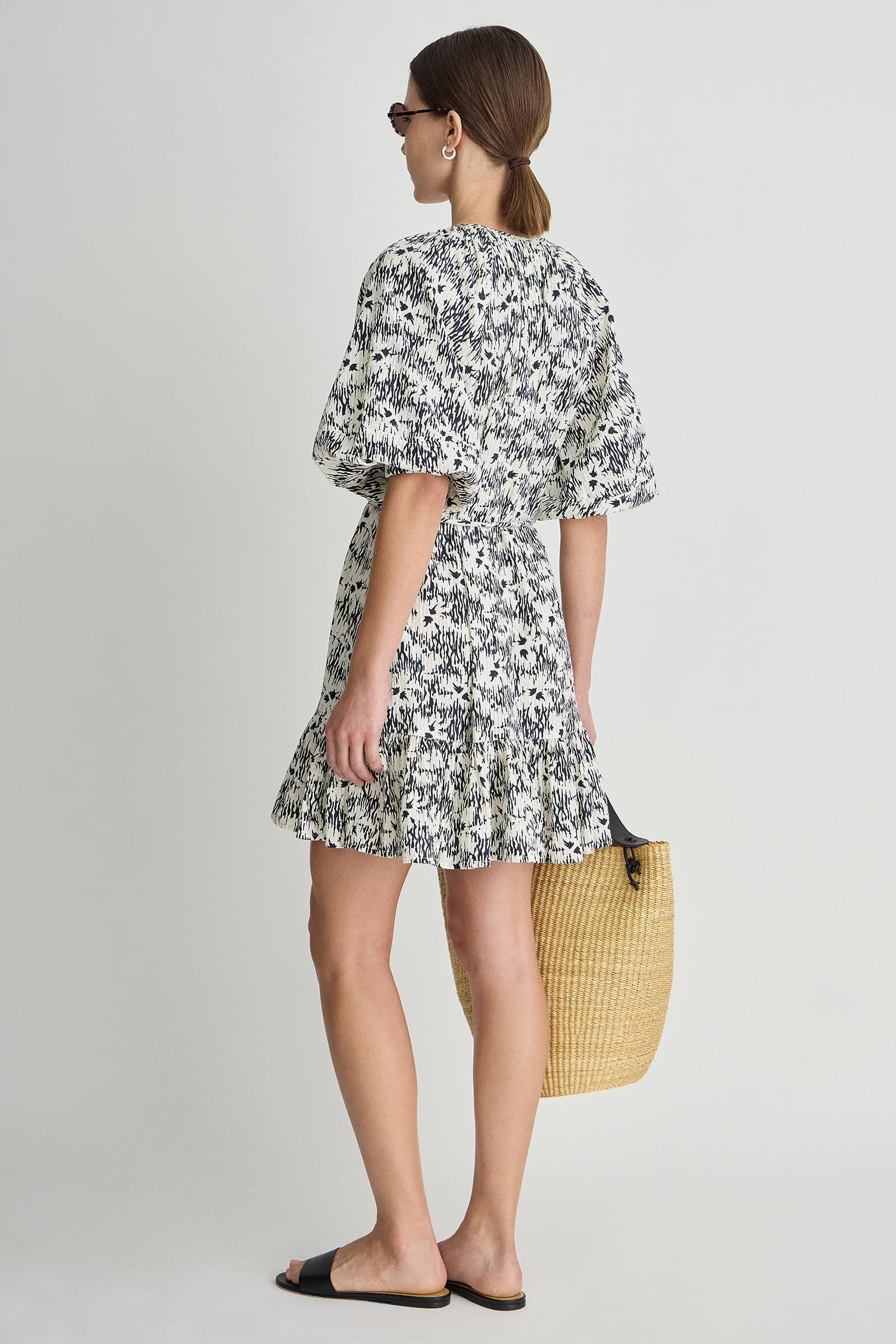 DRESSES/JUMPSUITS Textured Otillie Mini Dress in Tropical Midnight Apiece Apart