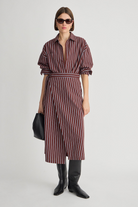 DRESSES/JUMPSUITS Sonia Striped Wrap Dress in Spice Apiece Apart
