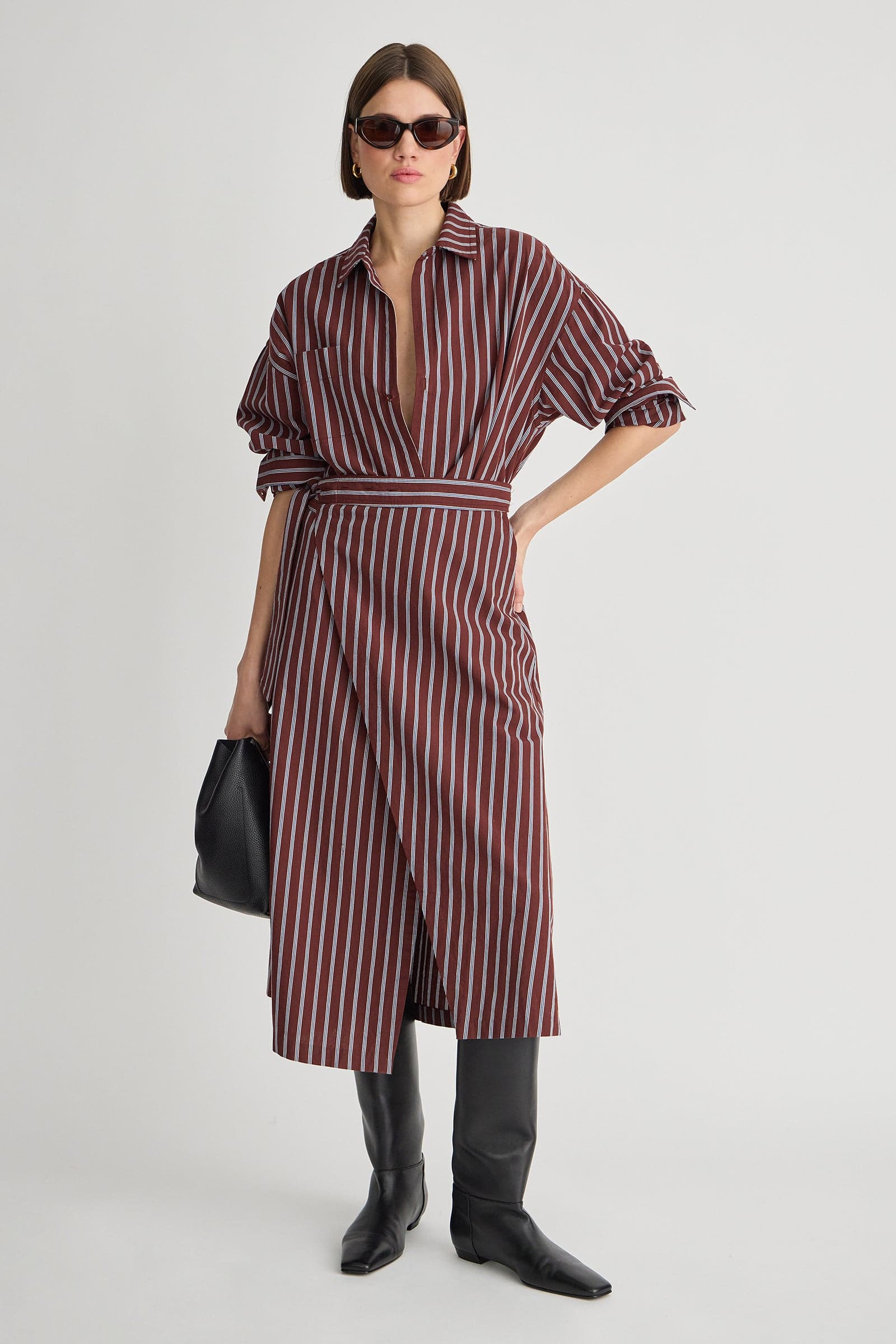 DRESSES/JUMPSUITS Sonia Striped Wrap Dress in Spice Apiece Apart