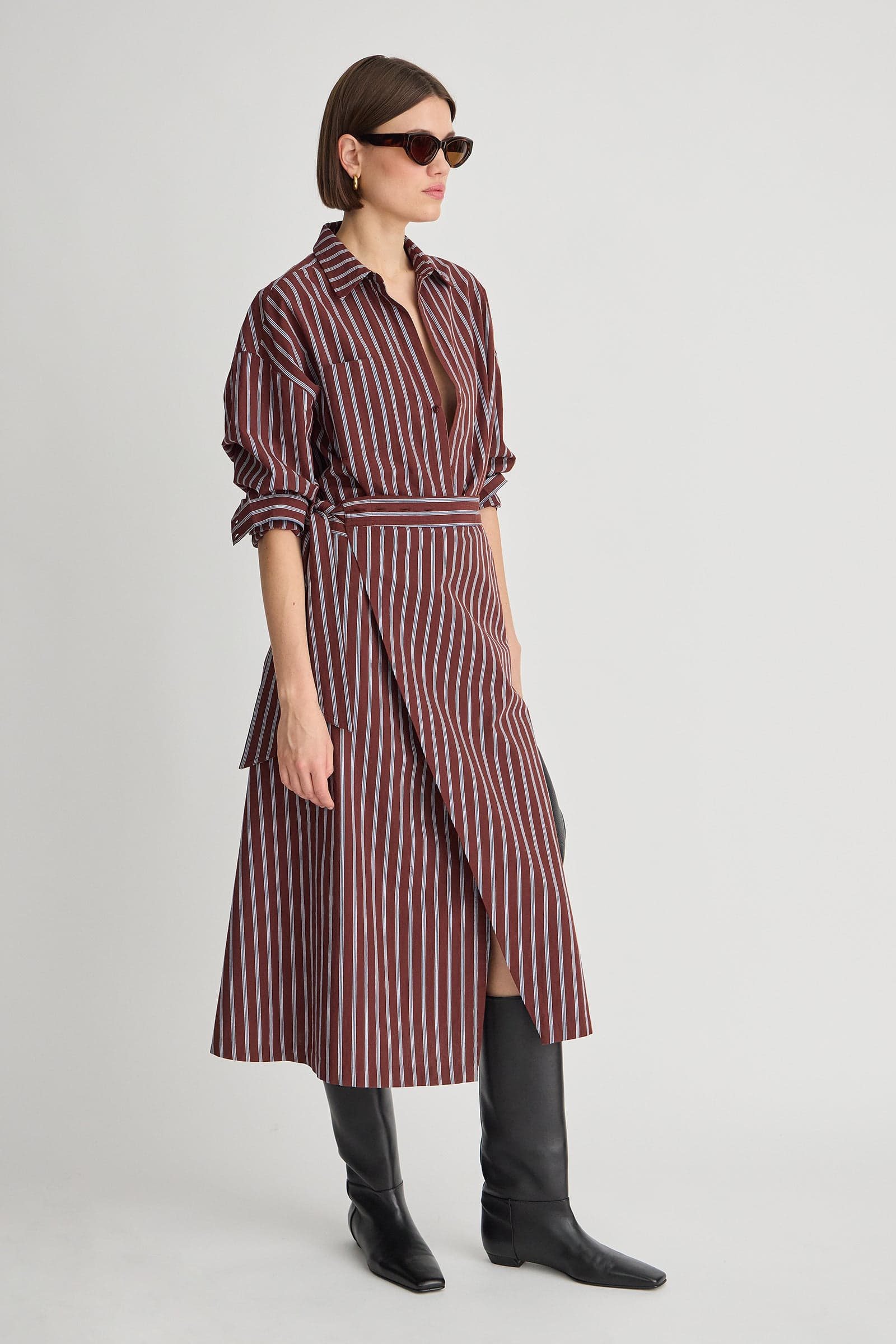 DRESSES/JUMPSUITS Sonia Striped Wrap Dress in Spice Apiece Apart
