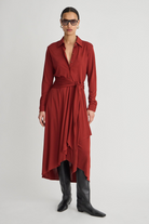 DRESSES/JUMPSUITS Merce Slinky Wrap Dress in Cinnamon Apiece Apart