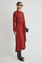 DRESSES/JUMPSUITS Merce Slinky Wrap Dress in Cinnamon Apiece Apart