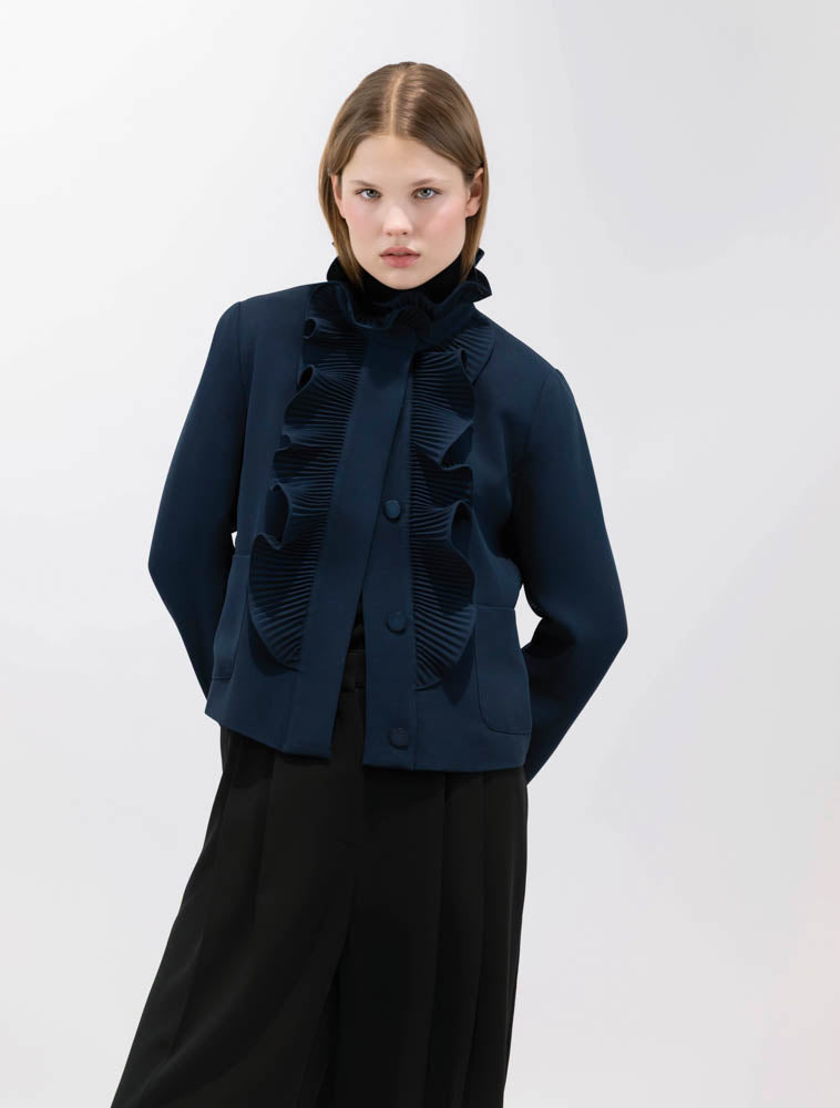 COATS/JACKET Ruffle Blazer in Navy Psophia
