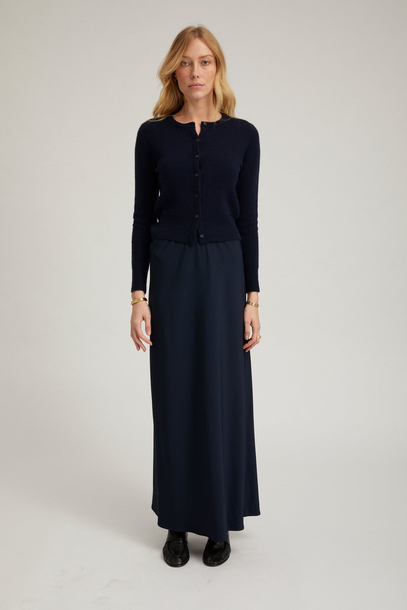 Bias Maxi Skirt in Navy – Serafina