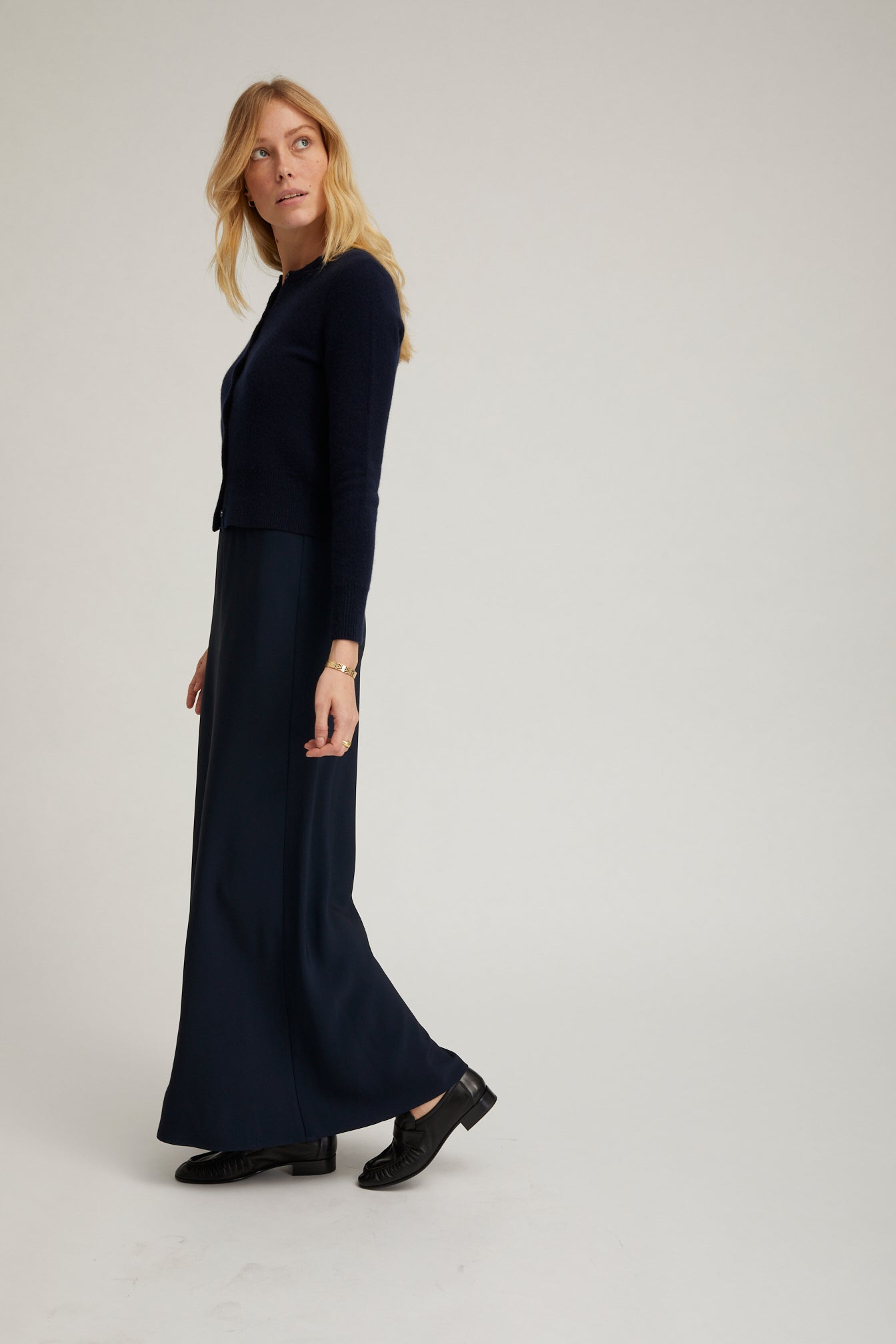 Bias Maxi Skirt in Navy – Serafina