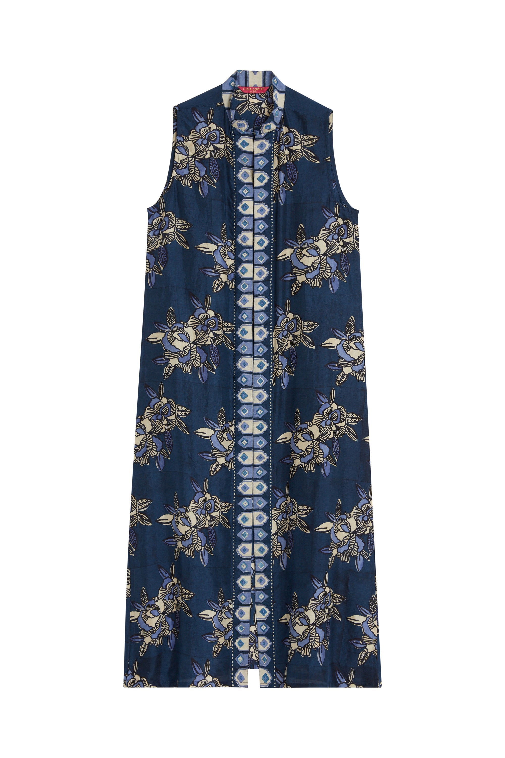 Benares Long Gilet Dress in Indigo Blues – Serafina