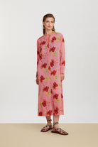LINGERIE/PJ/SWIM Long Open Kurta Robe in Pink Ibisco Lisa Corti