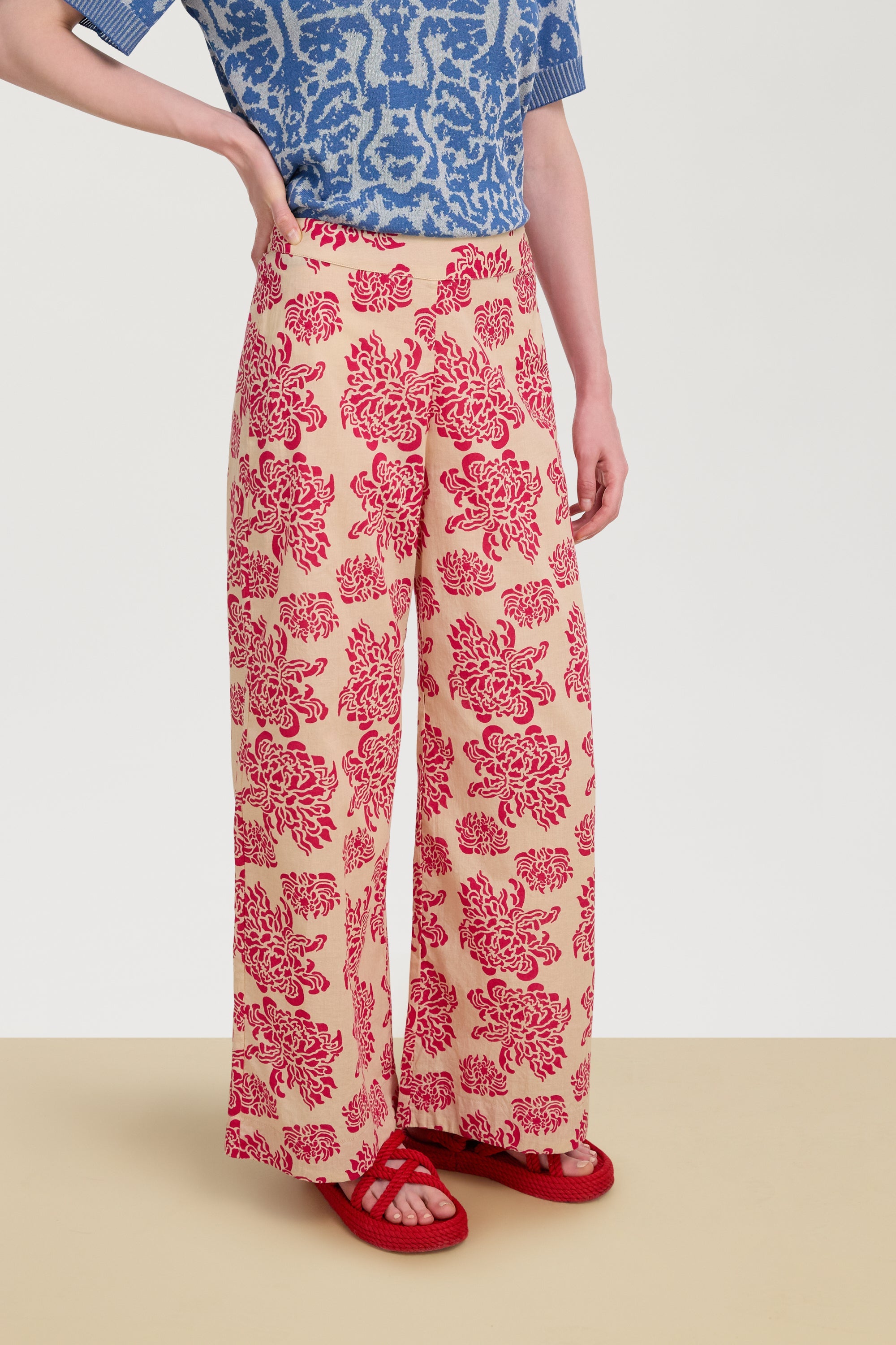 PANTS/SHORTS Burma Pants in Ivory & Fuxia Lisa Corti