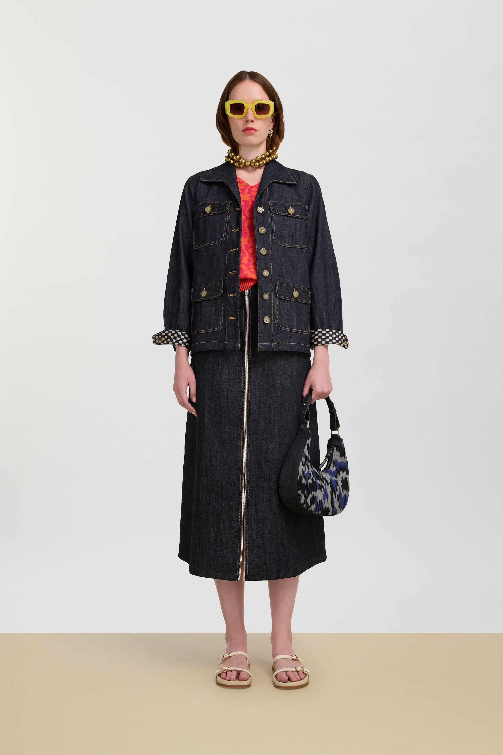SKIRTS Chambray Skirt in Denim Blue Lisa Corti