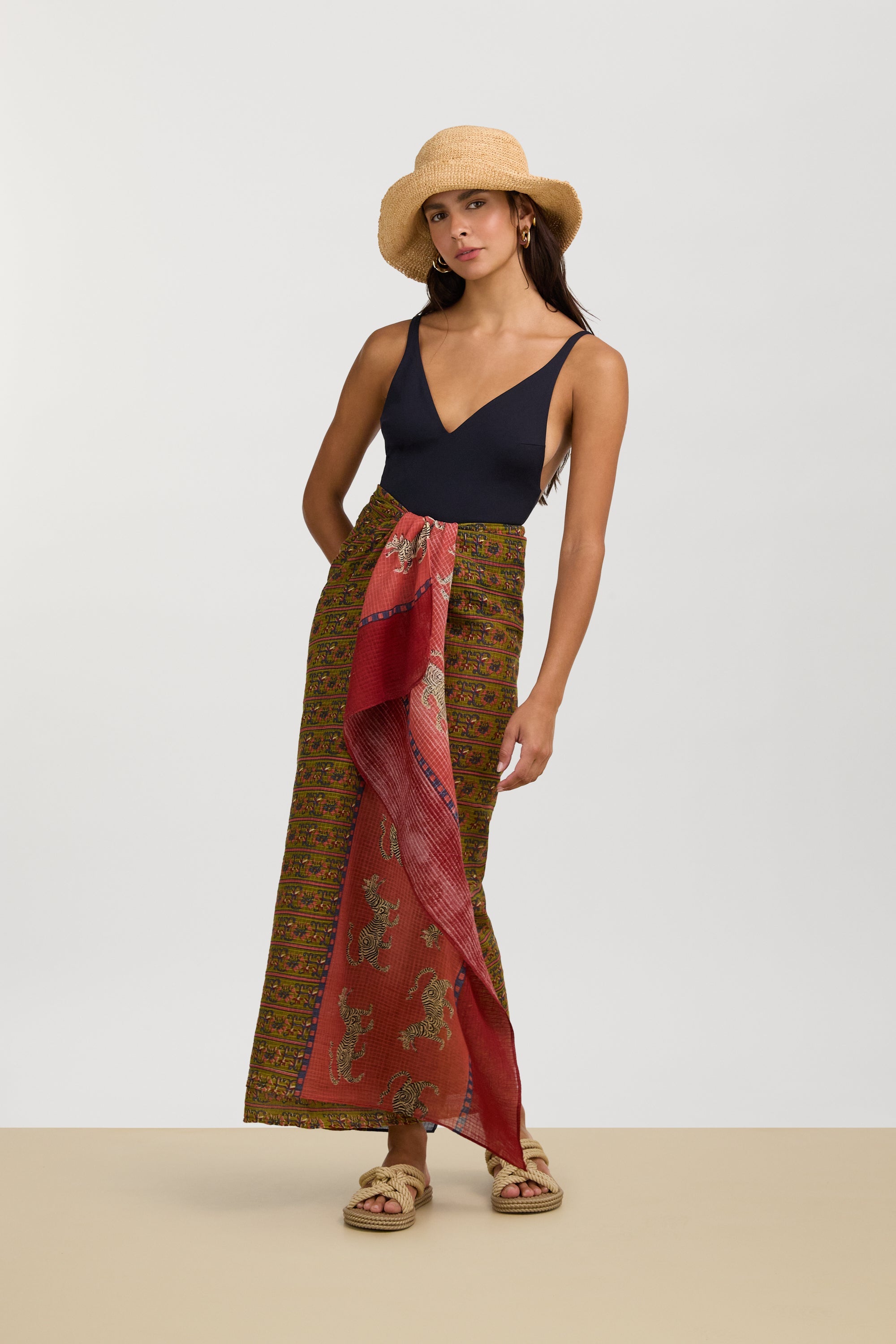 ACCESSORIES Kotadoria Shawl in Dragon Tiger Green Gold Lisa Corti
