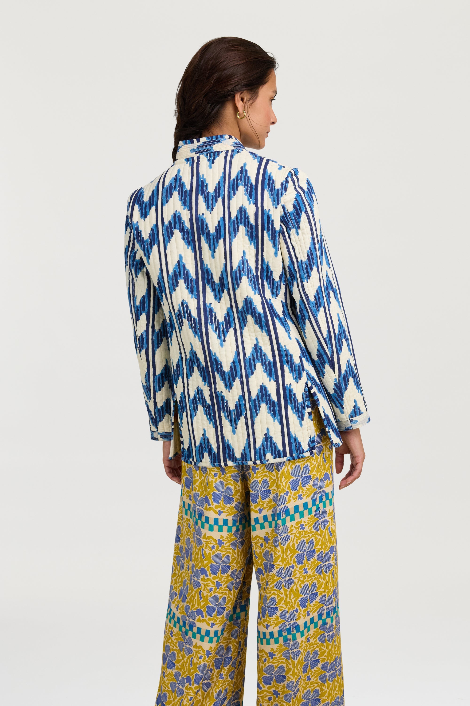 COATS/JACKET Jhodpuri Reversible Jacket in Ikat Arrow Blue Lisa Corti