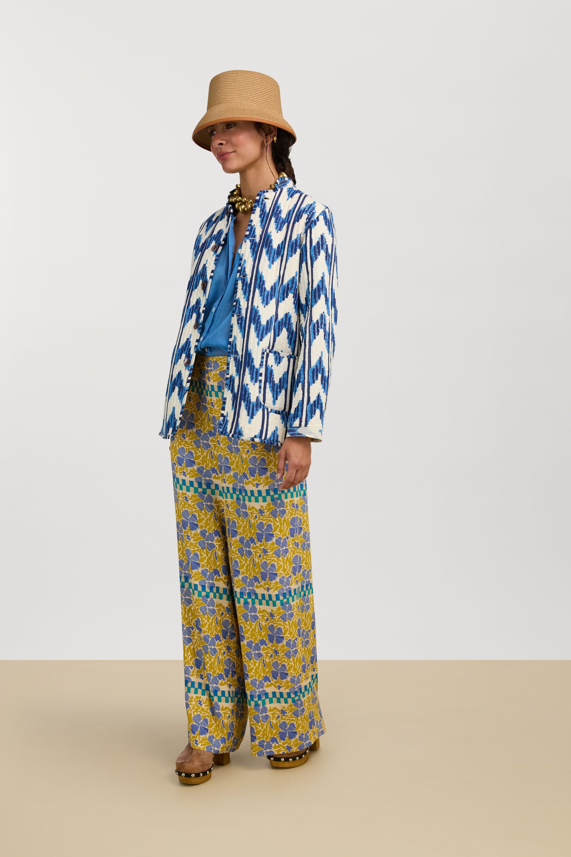 COATS/JACKET Jhodpuri Reversible Jacket in Ikat Arrow Blue Lisa Corti