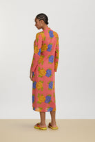DRESSES/JUMPSUITS Long Kurta in Big Flower Old Pink Lisa Corti