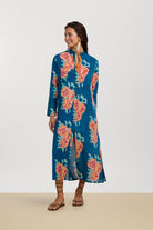 DRESSES/JUMPSUITS Long Open Kurta in Dark Teal Lisa Corti