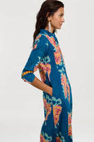 DRESSES/JUMPSUITS Long Open Kurta in Dark Teal Lisa Corti