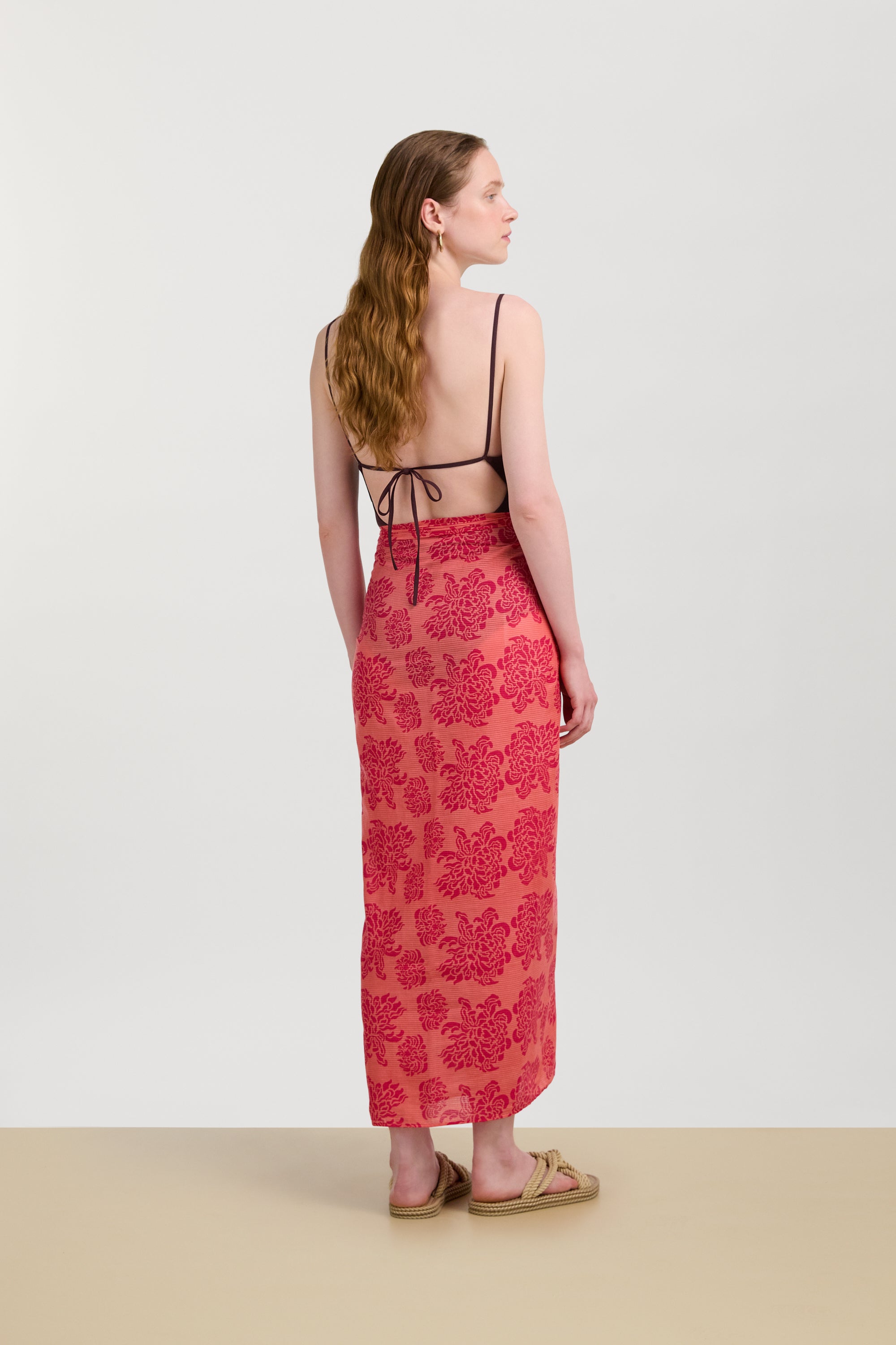 ACCESSORIES Cotton Sally Sarong in Naoshima Peach Lisa Corti