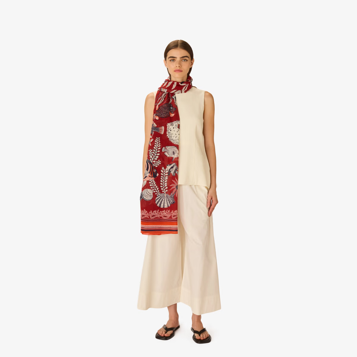 ACCESSORIES Neptune Scarf in Red Inoui Editions