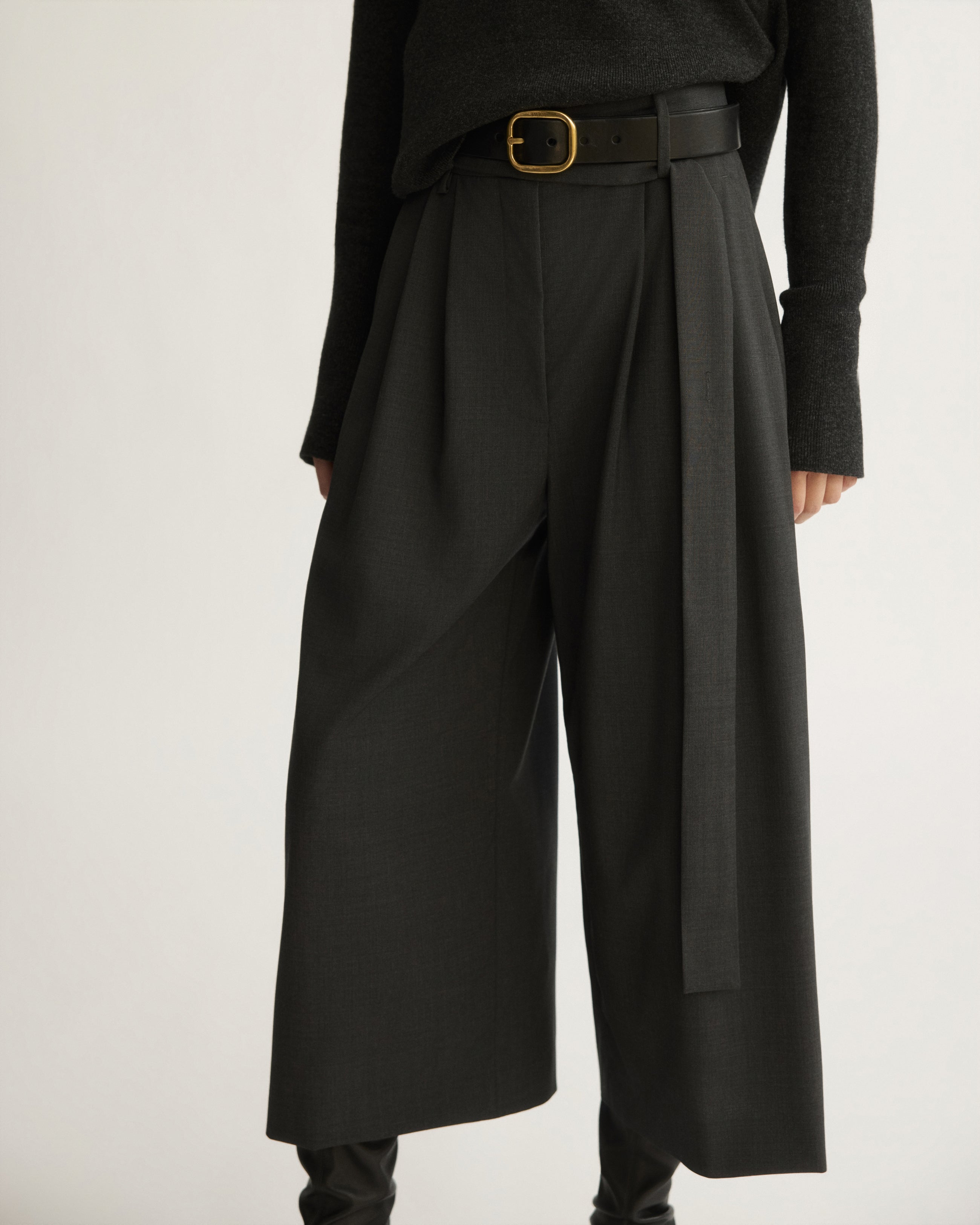PANTS/SHORTS Reeve Culotte With Belt in Charcoal Arlo Mott